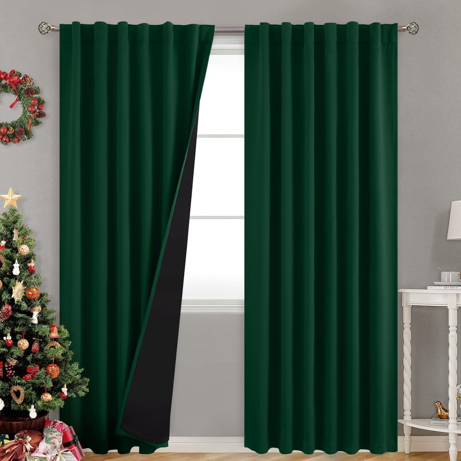 BGment 100% Thermal Insulated Blackout Curtains, 52 x 84 Inch, 2 Panels, Emerald
