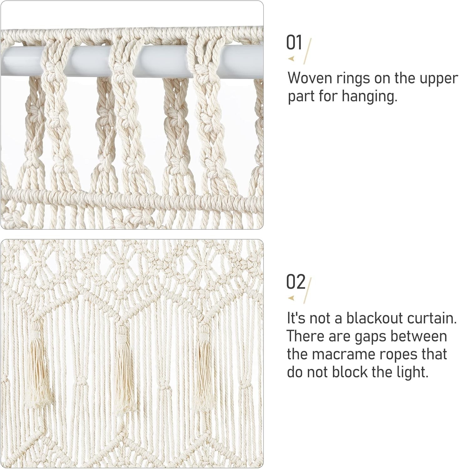 Versatile Macrame Wall Hanging – 51”W x 70”L for Window and Doorway Decor