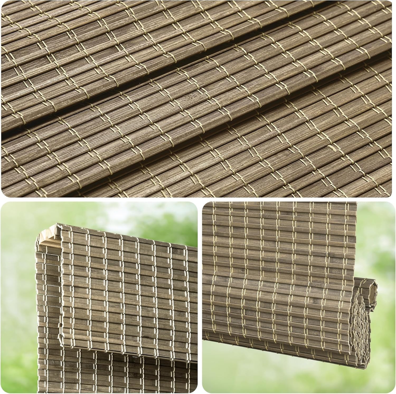 New LazBlinds Cordless Bamboo Roman Shades 26.5” W x 48”Room Darken Fast Ship