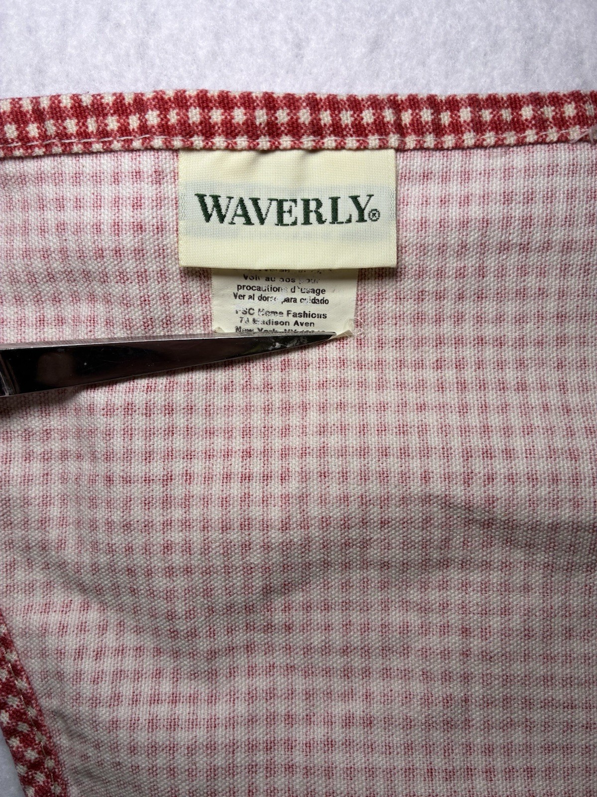 4 WAVERLY Fernwood Red Toile Fern Gingham Scalloped Valance Curtain 76 X 16