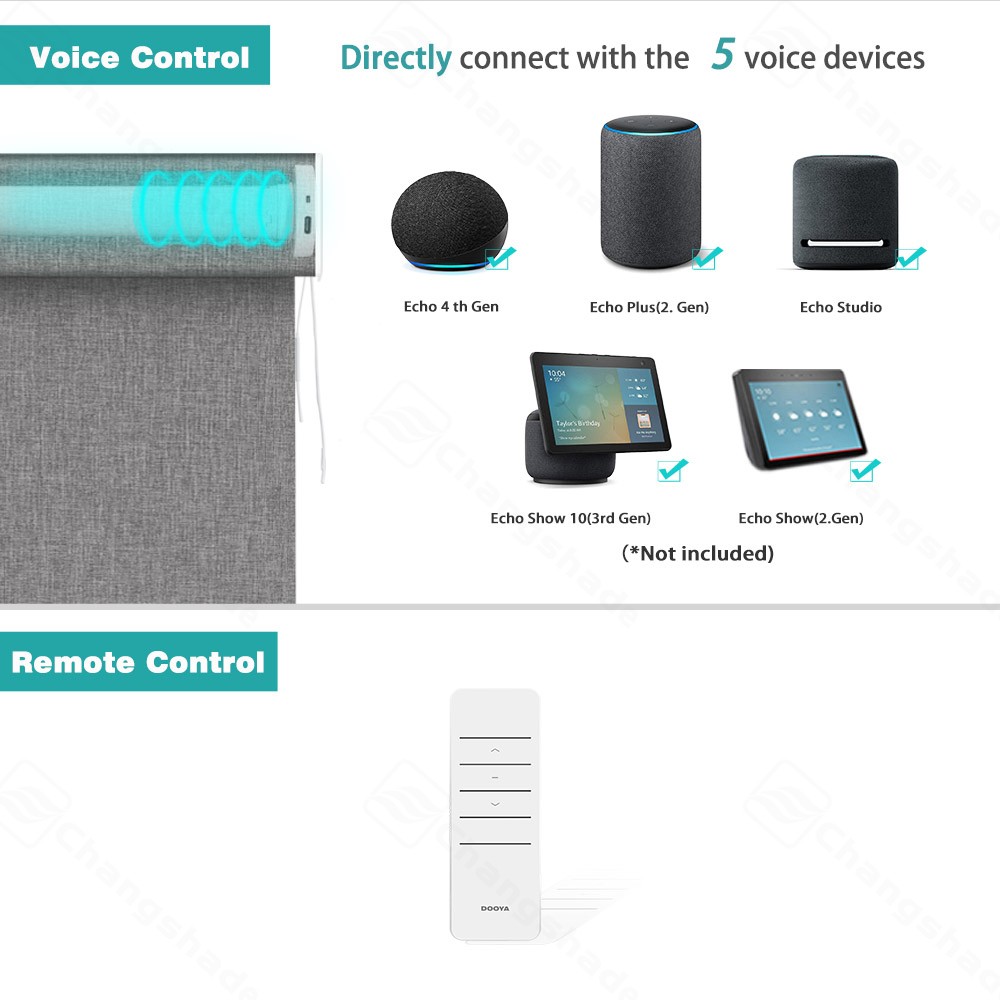 Changshade CUSTOM Smart Motorized Window Shades Remote Control Roller Blinds