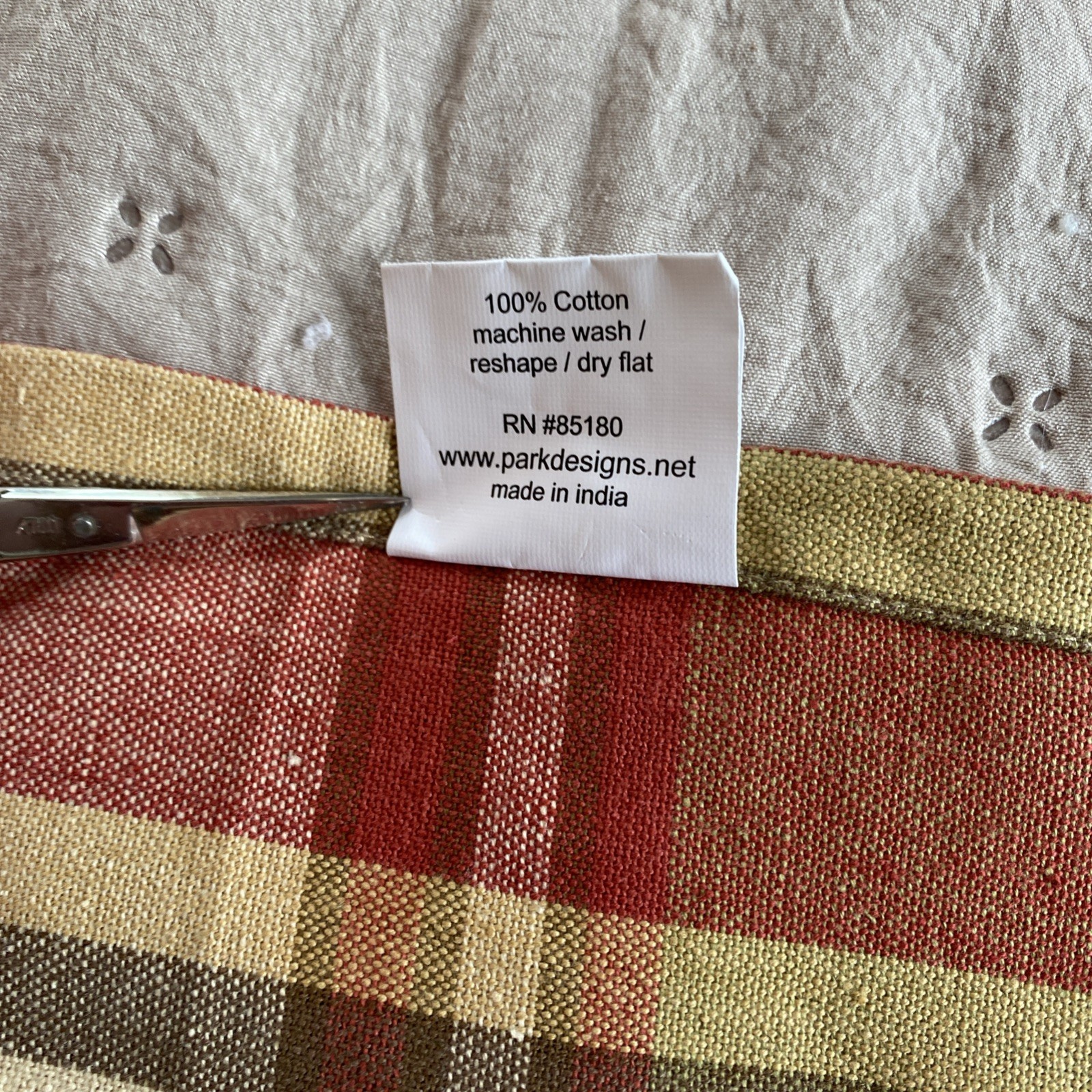 Park Designs Plaid Valance Country Primitive 14”x72” Yellow/brown/green/red