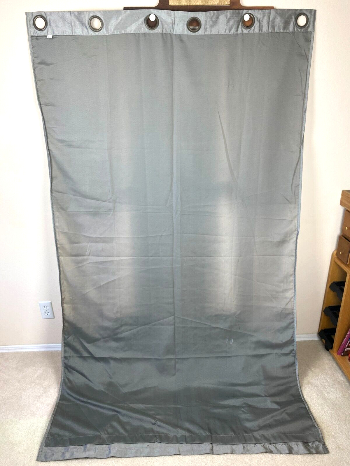World Market Polyester Curtains Silver 2 Lined Curtains 48″ X 84″ Grommets flaws