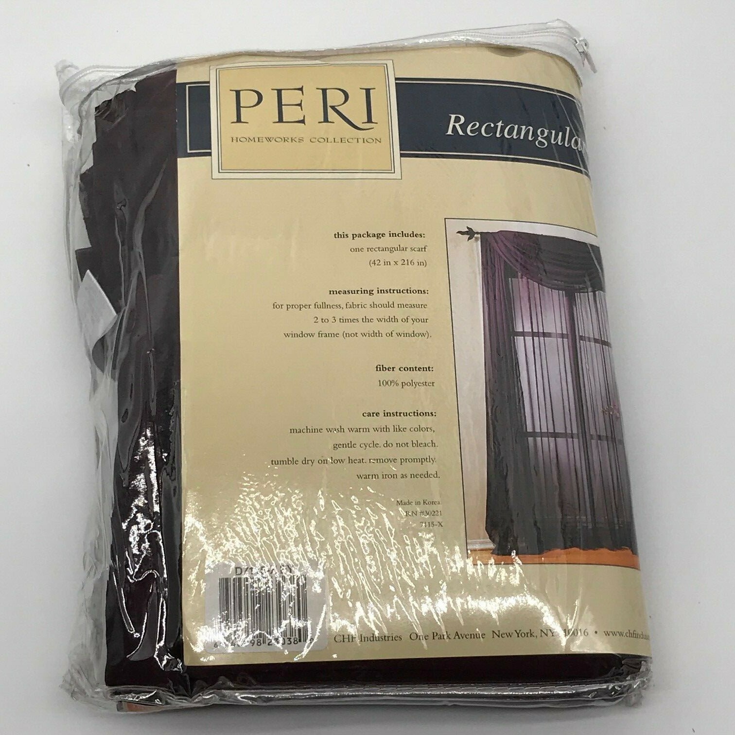 Peri Homeworks Collection. Rectangular Scarf Curtain 42×216 Chiffonade Burgundy