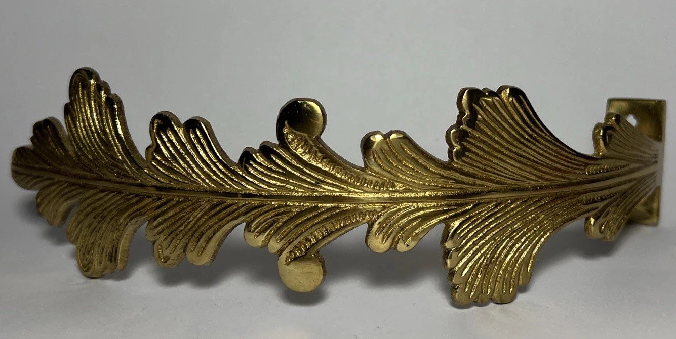 Brass Leaf Curtain Tiebacks 9” Length Single Item Only (Multiple Available) NOS