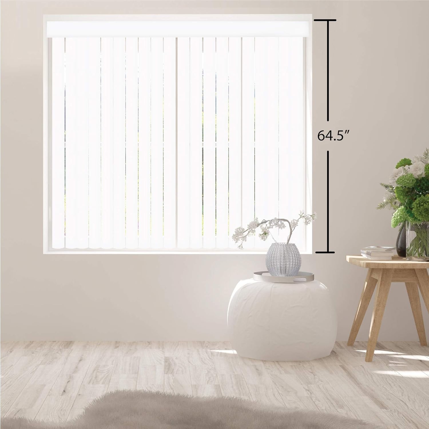 PVC Vertical Blind Replacement Slats Curved Smooth White 64.5 x 3.5 20-Pack