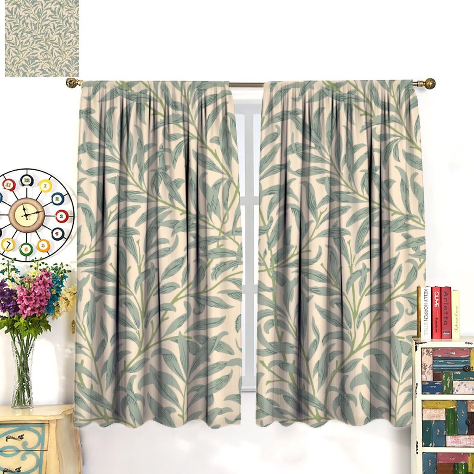 William Morris Curtains, Bohemia Minimalist Leaves Bough Pattern Window Treat…