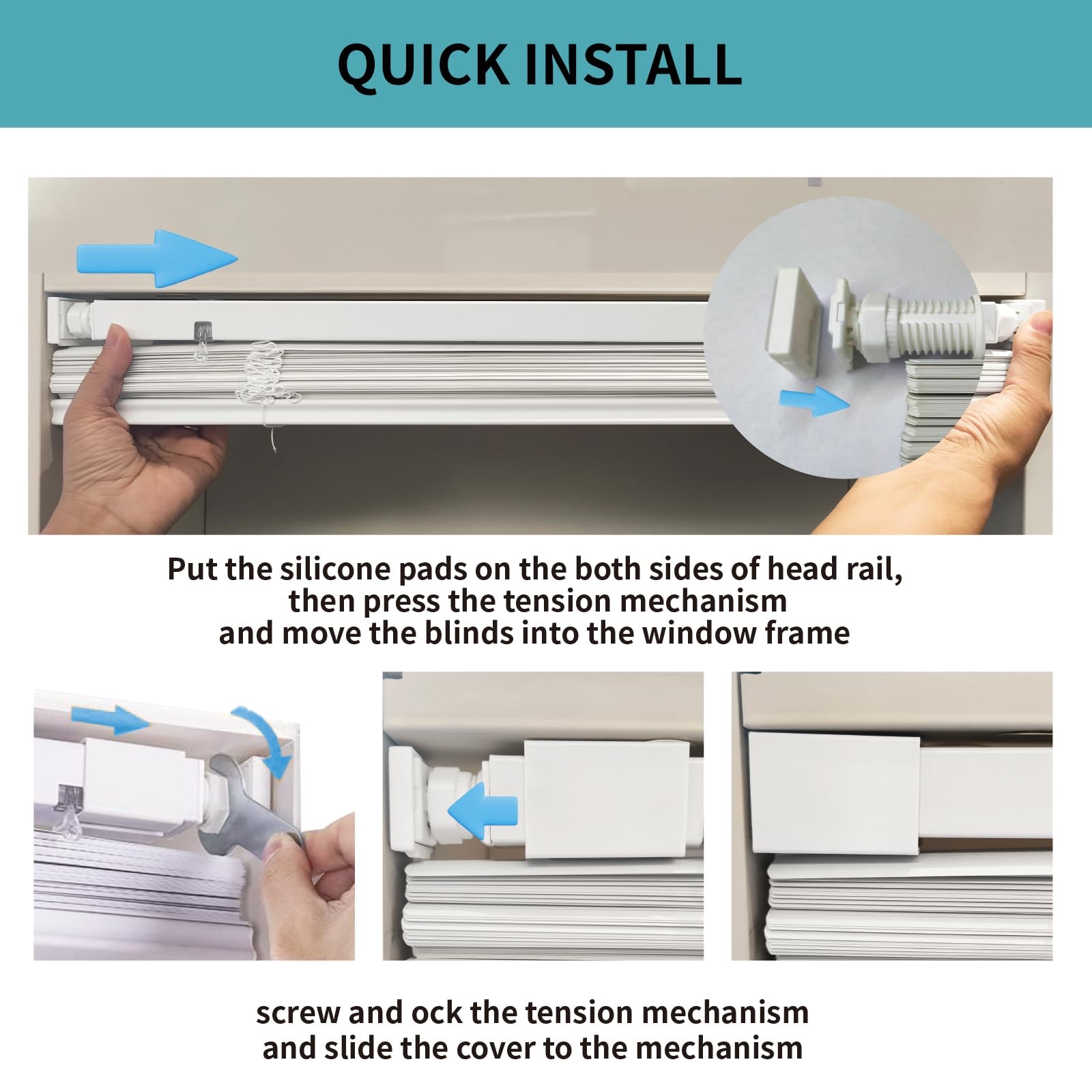 Myshade No-Drill Cordless Horizontal Mini 34.5 W X 64 H Tool-Free Inside Mount
