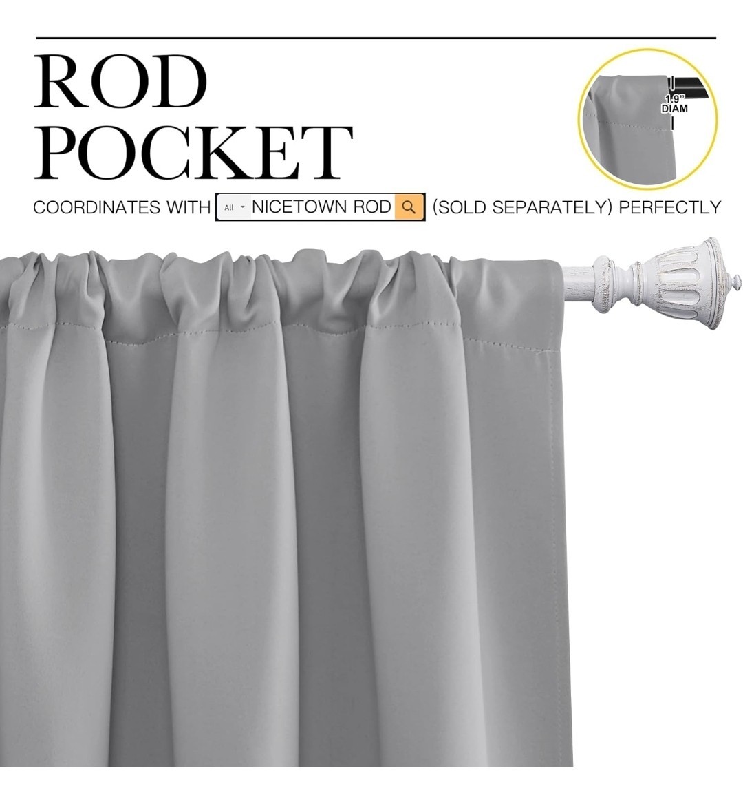 Blackout Curtains 34×54 Gray Silver Set of 2 Thermal Room Darkening