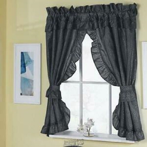 Starlite-70″Wx45″L Window Set BLACK Includes Tiebacks and Valance