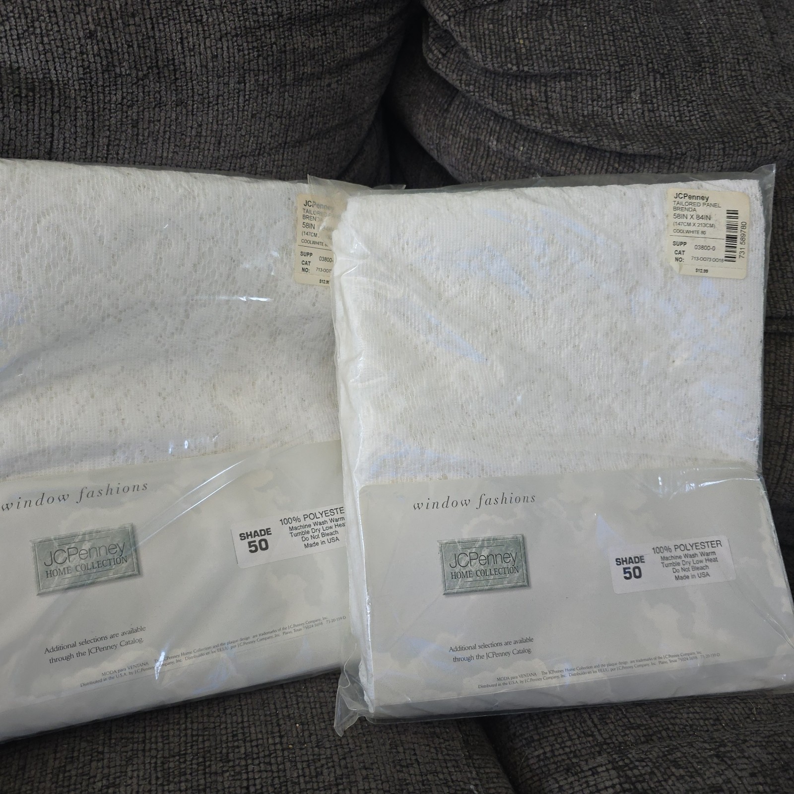 (2) Vintage JC Penney Home Collection Brenda White Lace Curtain Panel 58 X 84