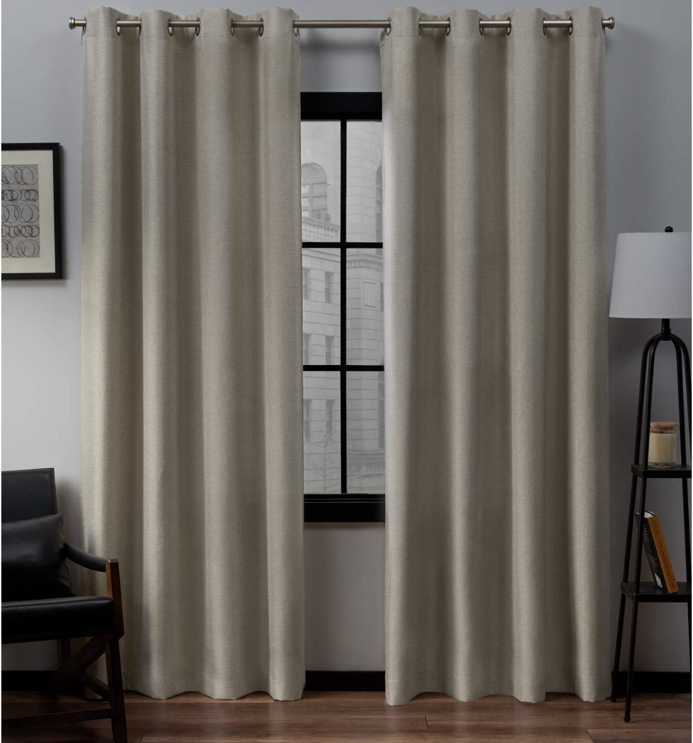 Par de cortinas de lino Loha con ojales, exclusivas para el hogar, 137 x 213 cm