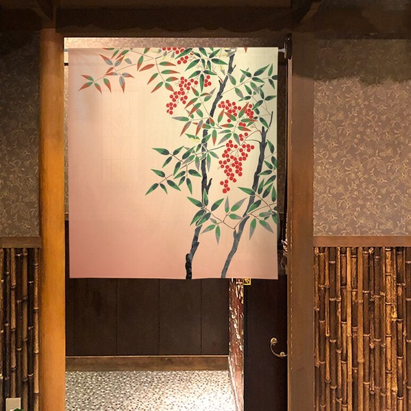 Noren Japanese door curtain 33.5×35.4 in polyester Nandina / Sacred Bamboo