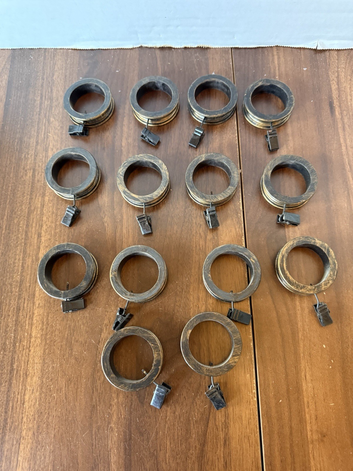 14 Black Bronze Metal Curtain Rings, 1 in Diameter, Traditional Style Cafe Style