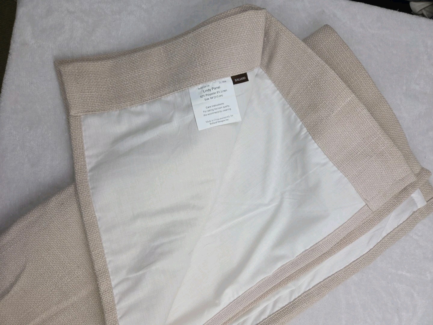 2 Ballard Designs Textured Linen Blend Lined Drapery Curtain Panels Ivory 53×84