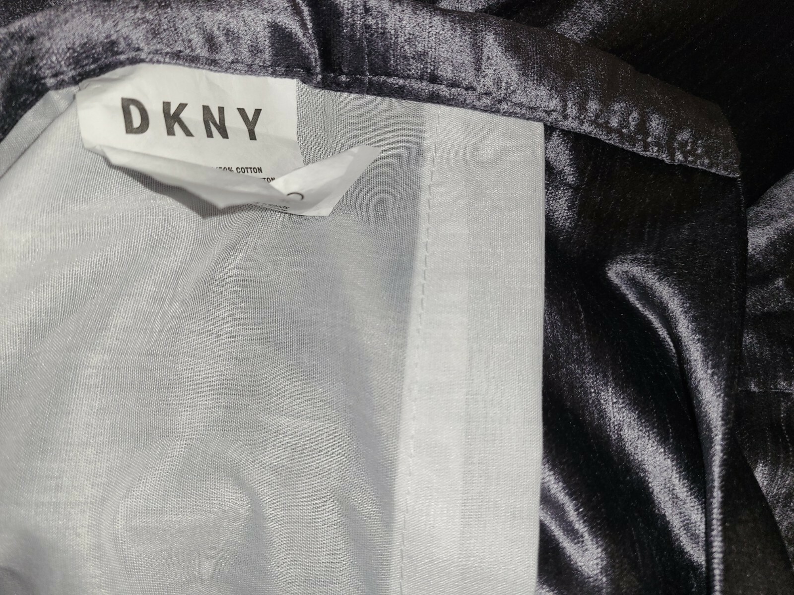 DKNY Two 84″ Pocket Panels Includes Lining Modern Knotted Velvet In Charcoal
