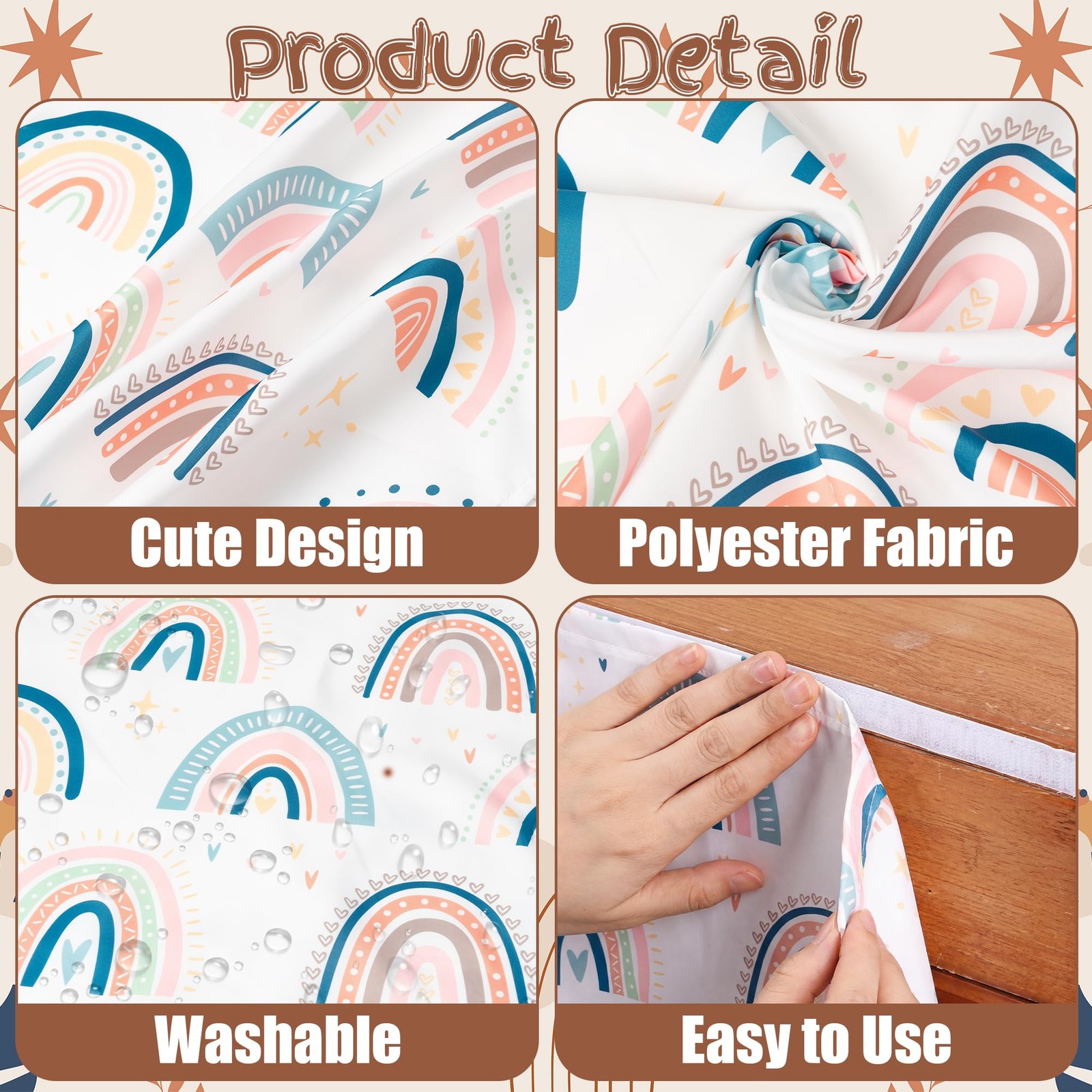 Washable Classroom Cabinet Curtains Set – 6Pcs 24 x 24.6 Inch Rainbow Hook & …
