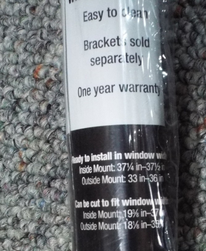 White Light Filtering 4 mil Vinyl Roller Shade 37-1/4″ W x 60″ L, Cordless Lift
