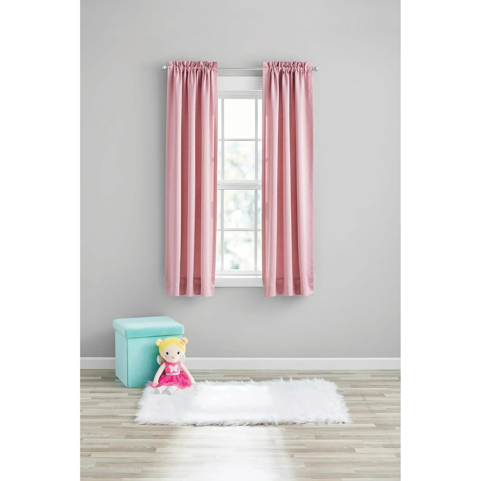 YOUR ZONE BLACKOUT polar pink ROD POCKET CURTAIN 2 PANELS 30 X 63 S2