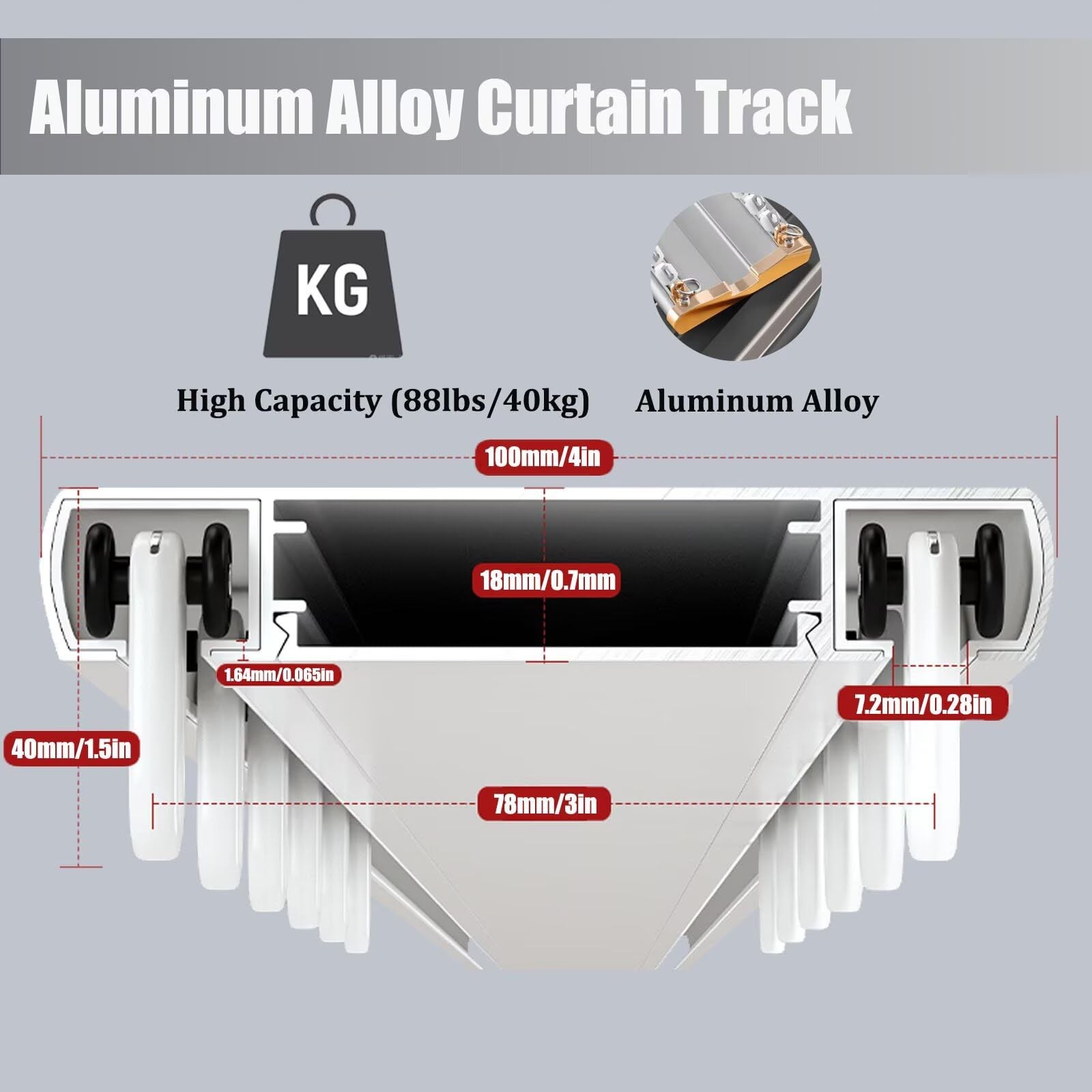 Habuaety Double Curtain Track Ceiling Mounted Aluminum Curtain Rails Silent