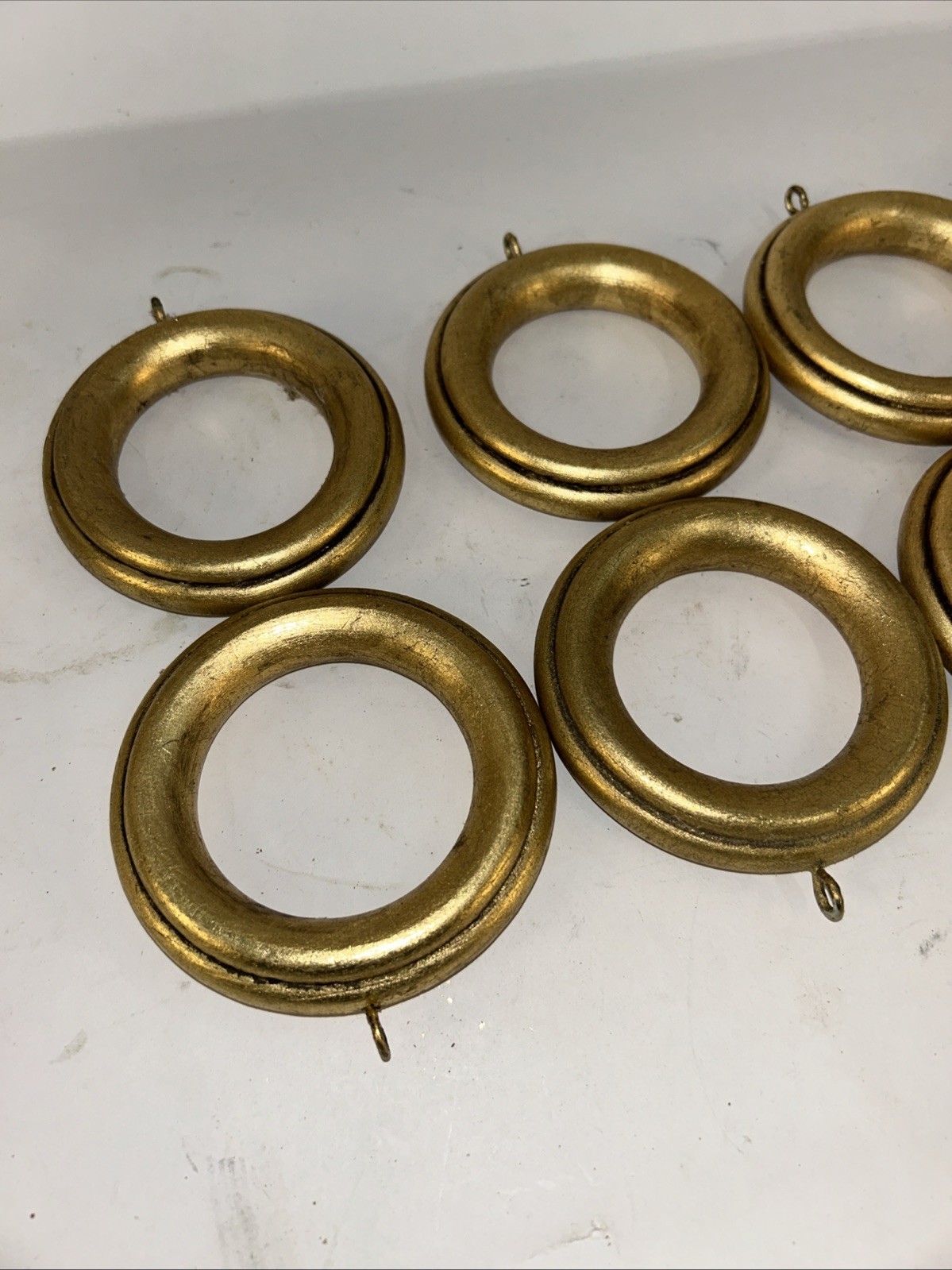 Lot Of 10 Medium Gold Painted Curtain Rod Rings 2 1/4” FREE SHIPPING