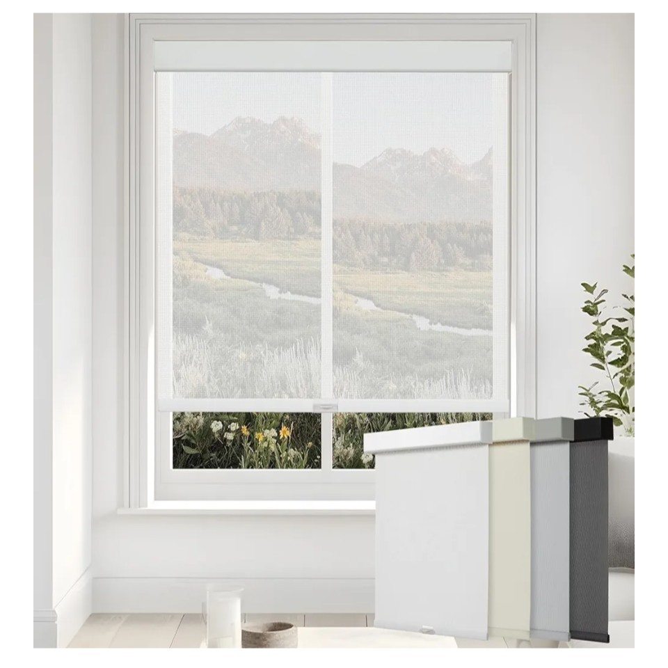 Persilux Solar Cordless Roller Shades Light Filtering Blinds Windows 31″W X 72″H