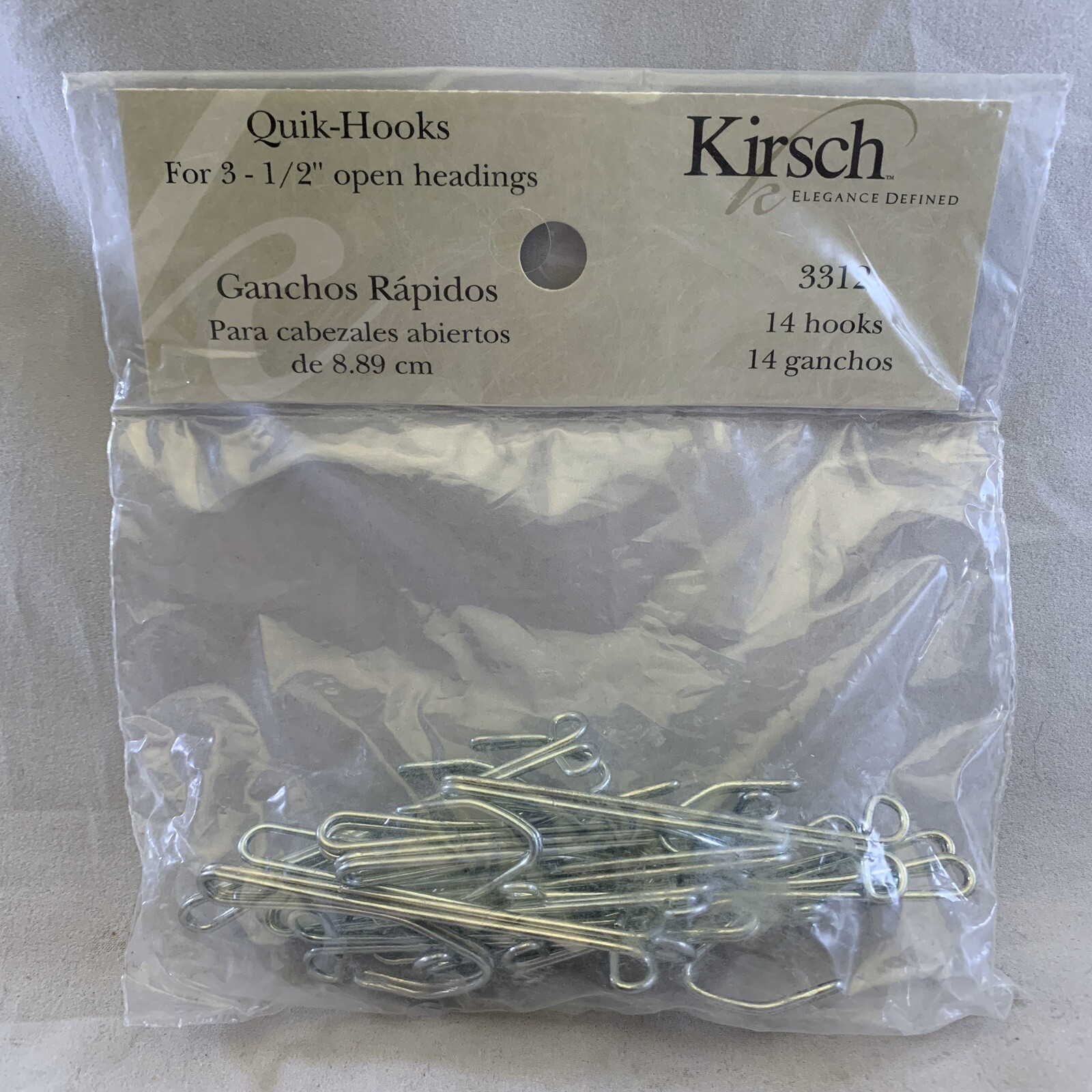 Kirsch 3 1/2 inch Heading Slip On Drapery Quik Hooks Bag of 14 Curtain