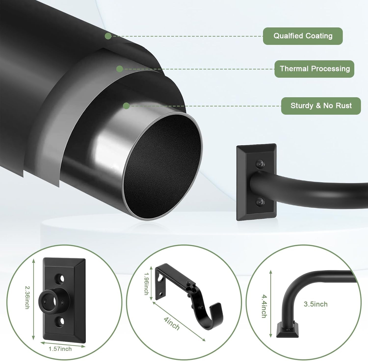 Wrap Around Curtain Rod 28 to 48 Inch Adjustable Blackout Curved Rod