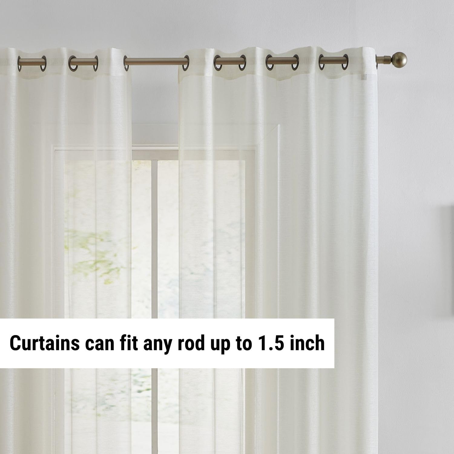 HLC.ME 2 Piece Premium Semi Sheer Voile Window Curtain Grommet Panels for Bed…