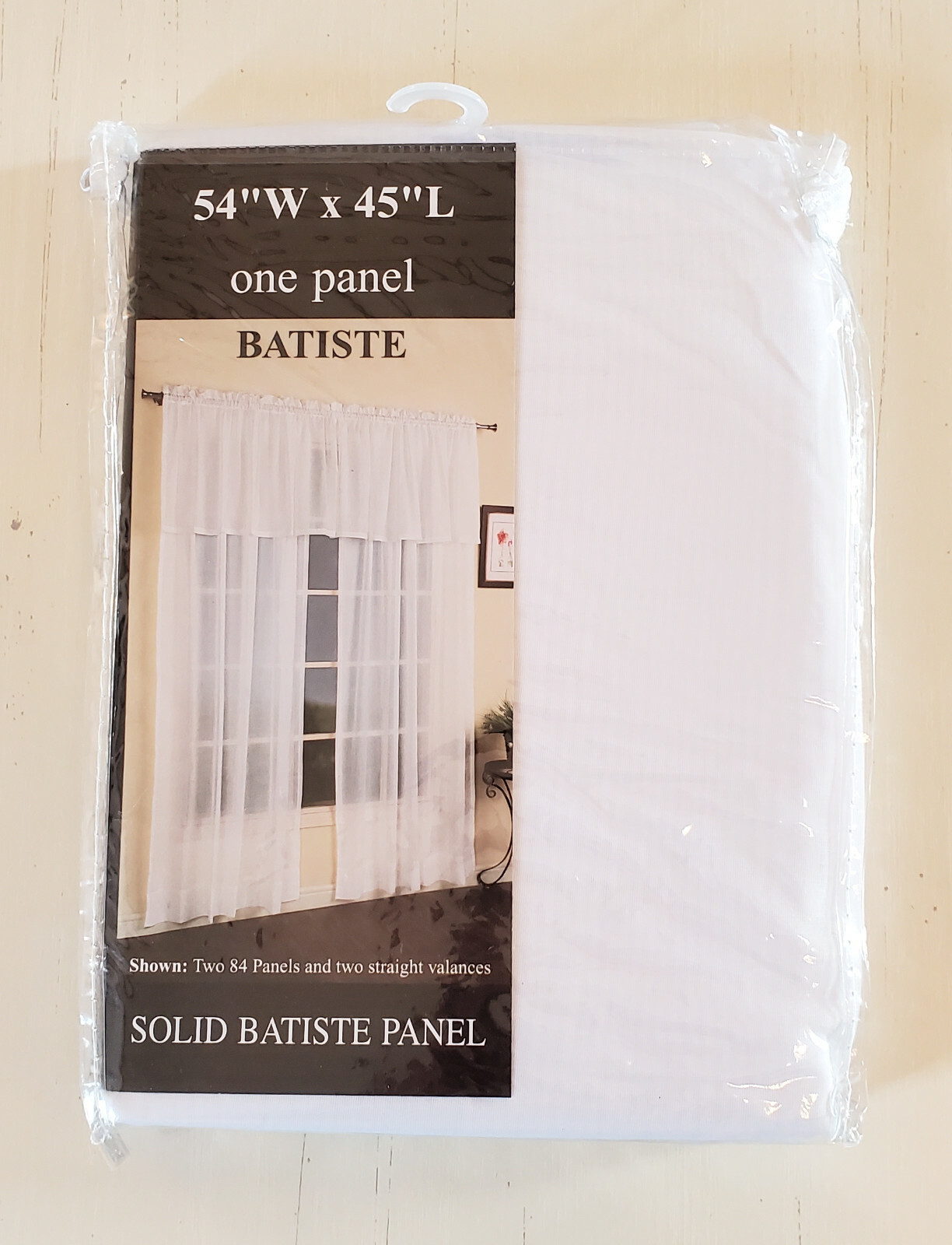 United Curtain Sheer White Solid Batiste Rod-Pocket Curtain Panel, 54″x45″