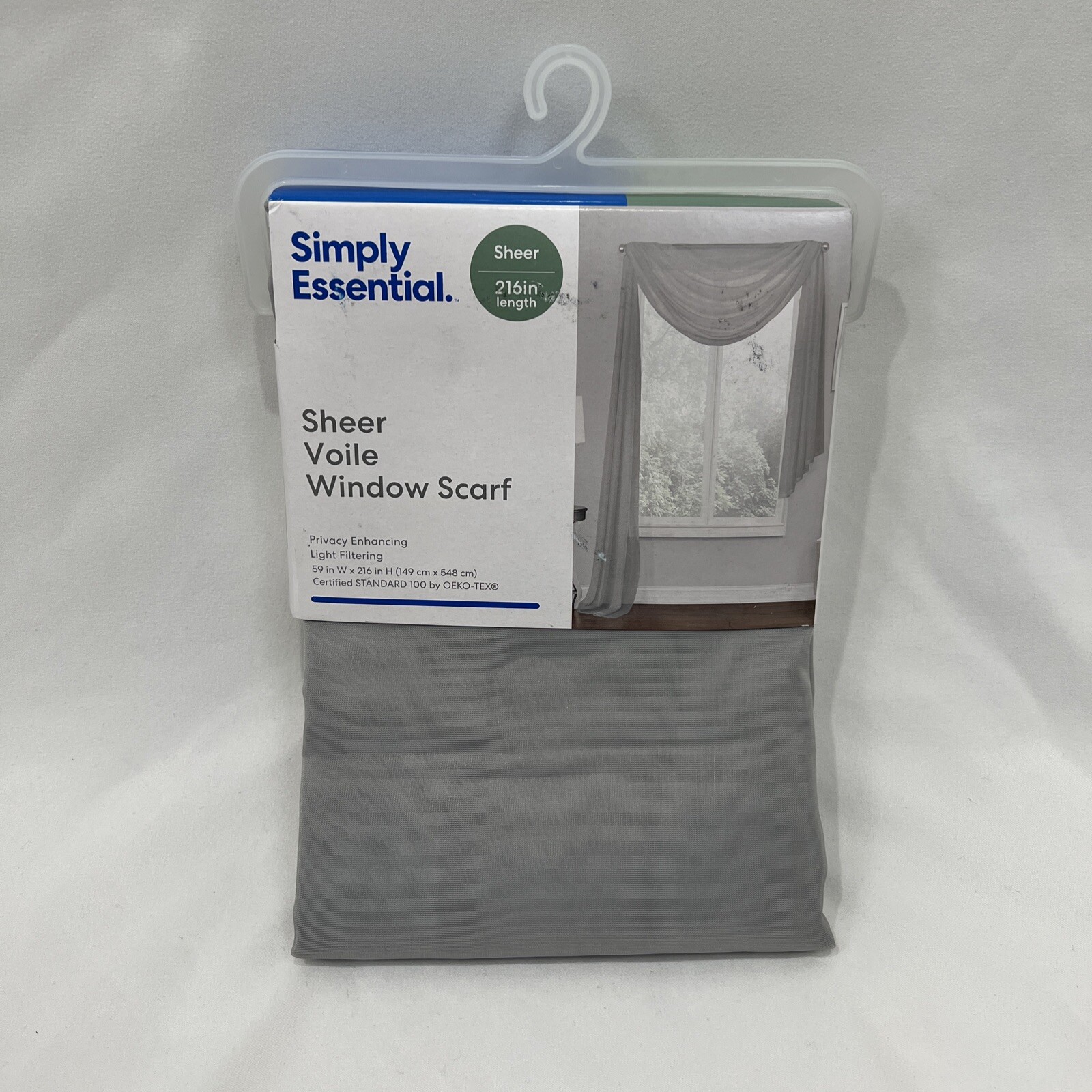Sheer Voile Window Scarf Sheer 216″ L Silver Gray Valance Simply Essential