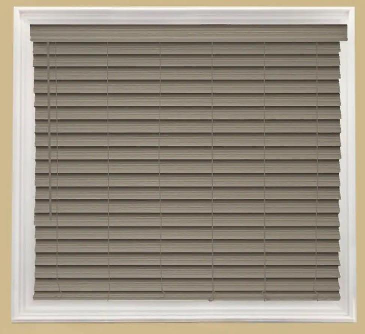 Driftwood Gray Cordless Room Darkening 2.5″ Faux Wood Blind for Window 35″W x48″
