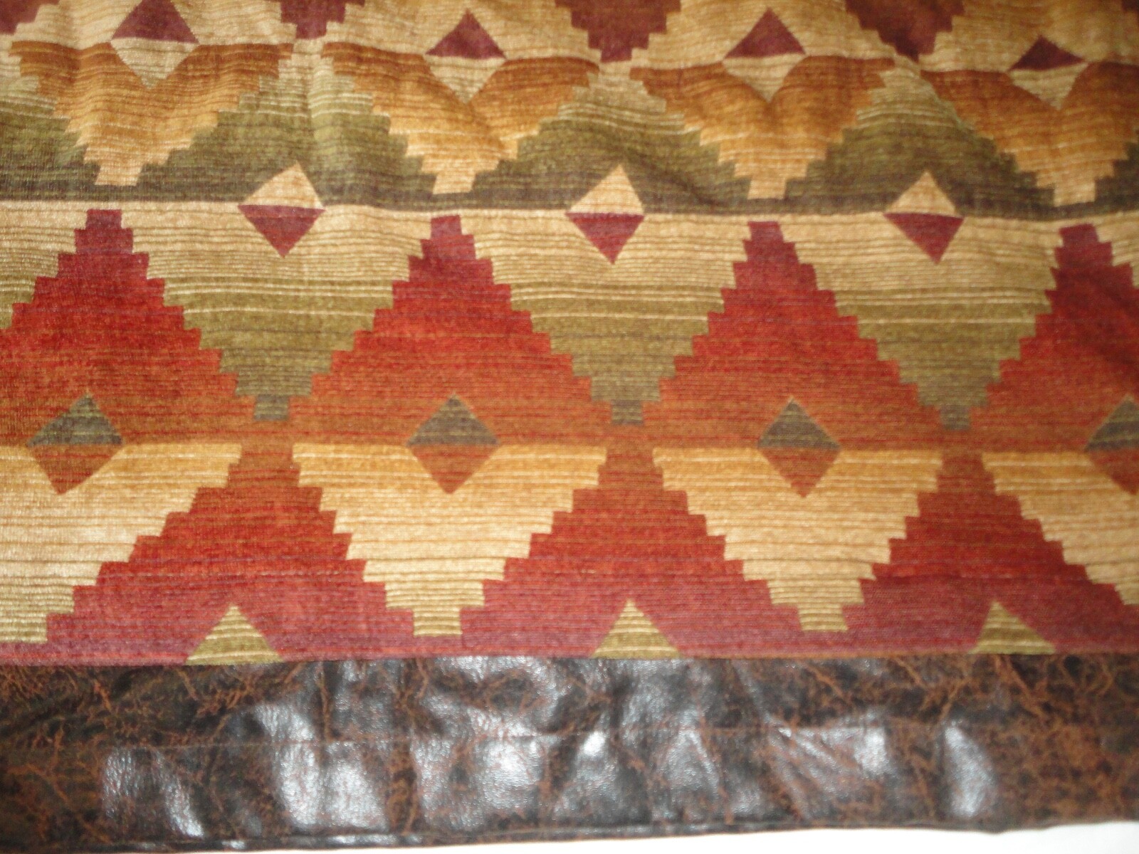 CROSCILL SANTA FE SOUTHWESTERN CHENILLE RUST OLIVE LEATHER (1) VALANCE 18 X 84