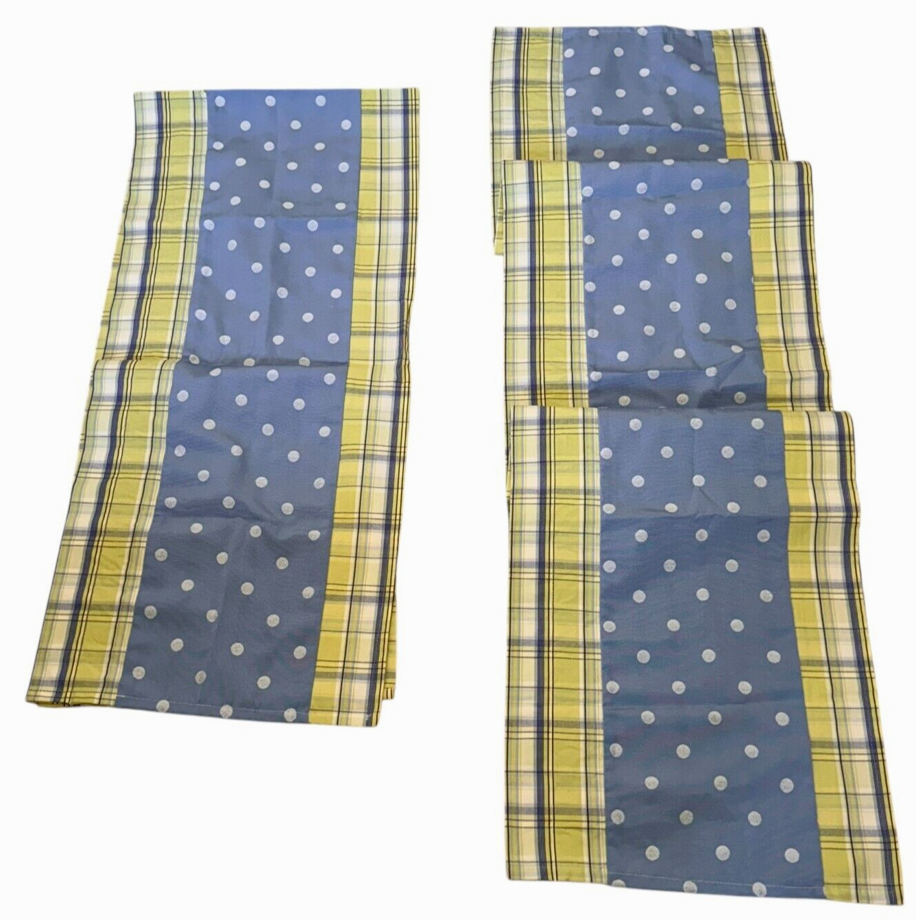 Vintage Window Valences Blue Green Plaid Dot 69″ x 15.5″ by Bananafish