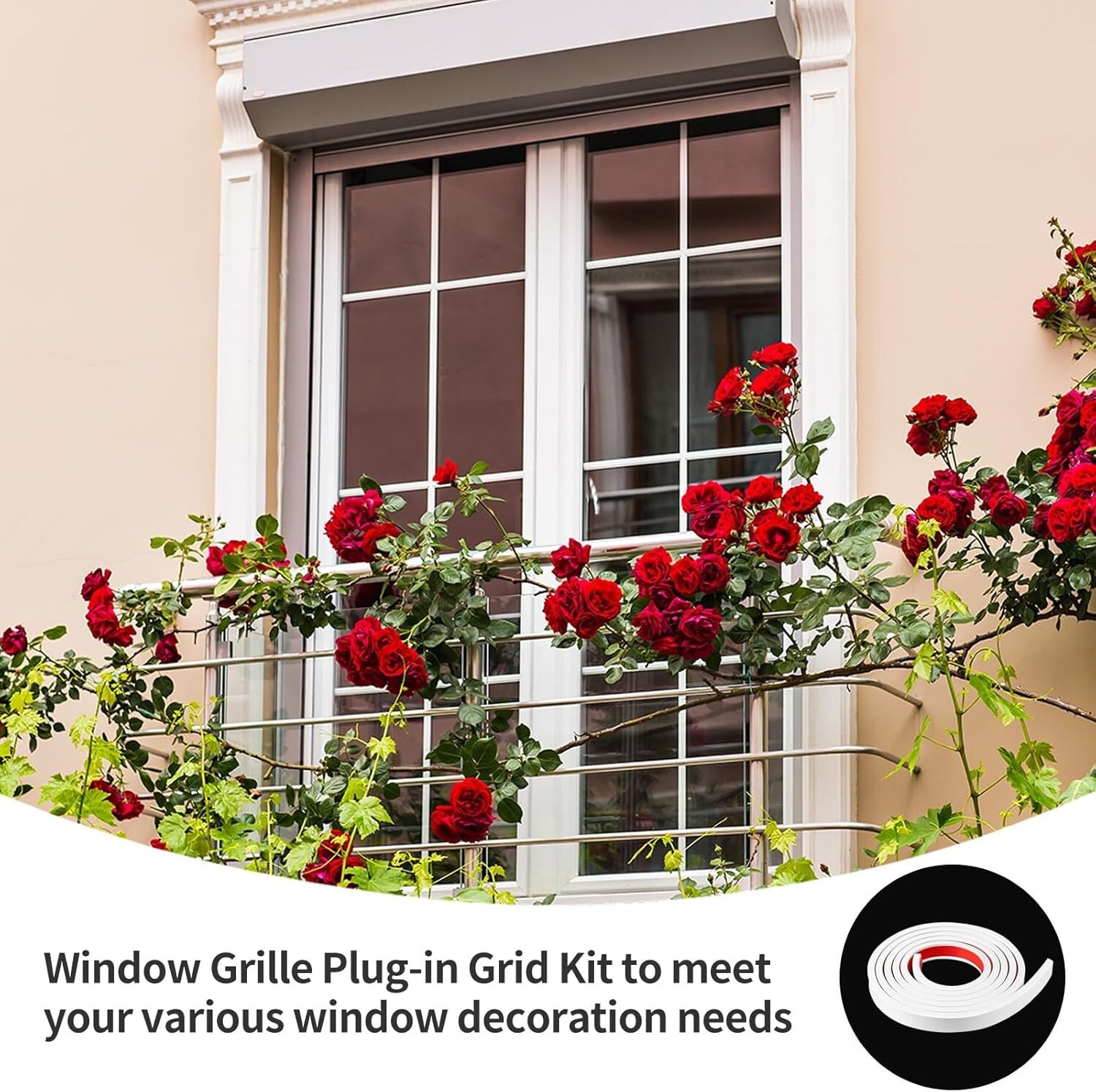 5 Rolls Total 32.8ft Window Grille Inserts Grid Kit Self Adhesive Peel and Stick