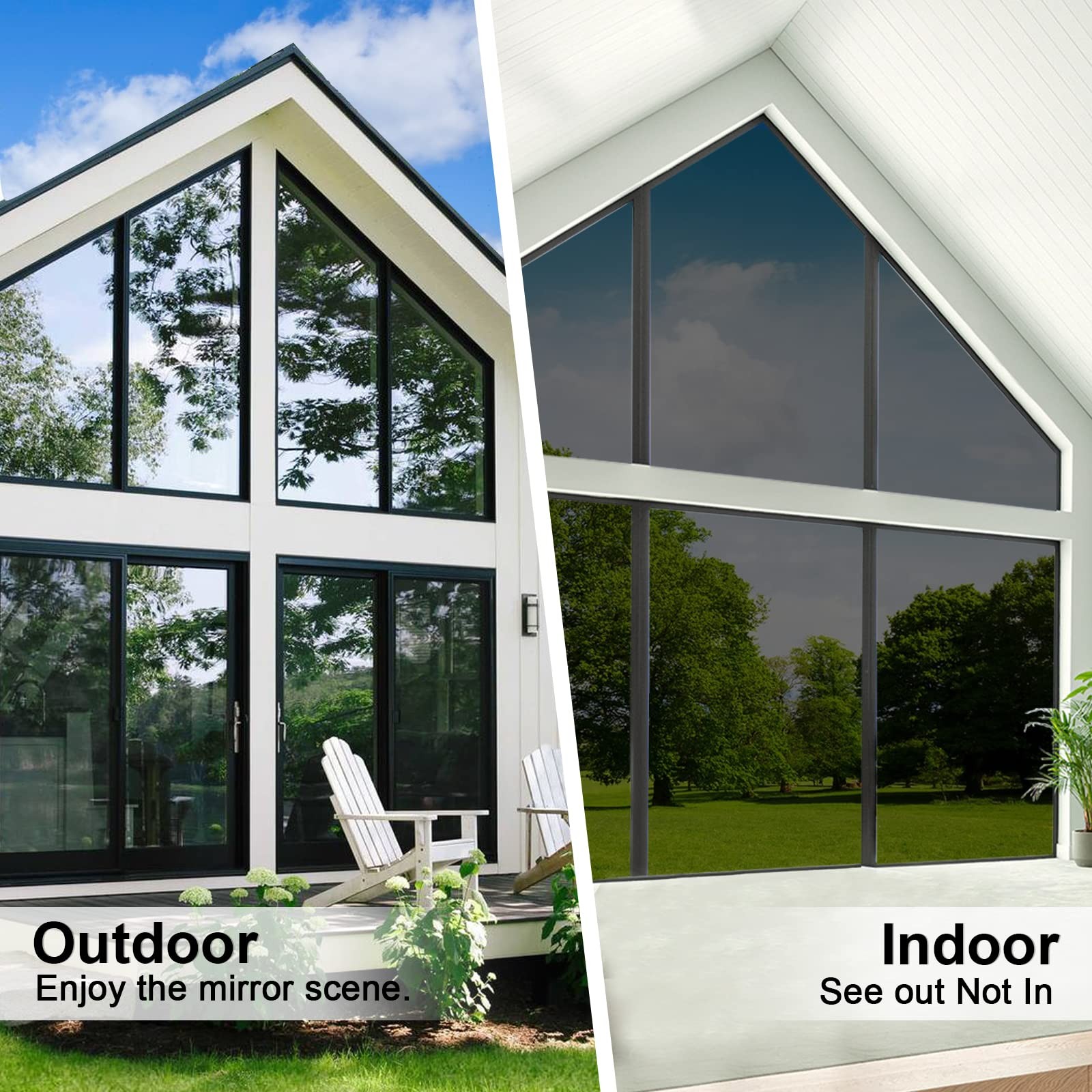 Privacy Reflective Window Film One Way Black,Sun Blocking Tint for UV Protection