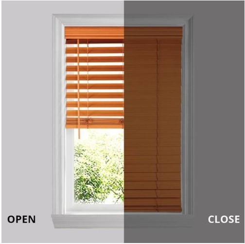CUSTOM SIZE Cordless Faux Wood Blinds for Windows with 2.5 in. Slats