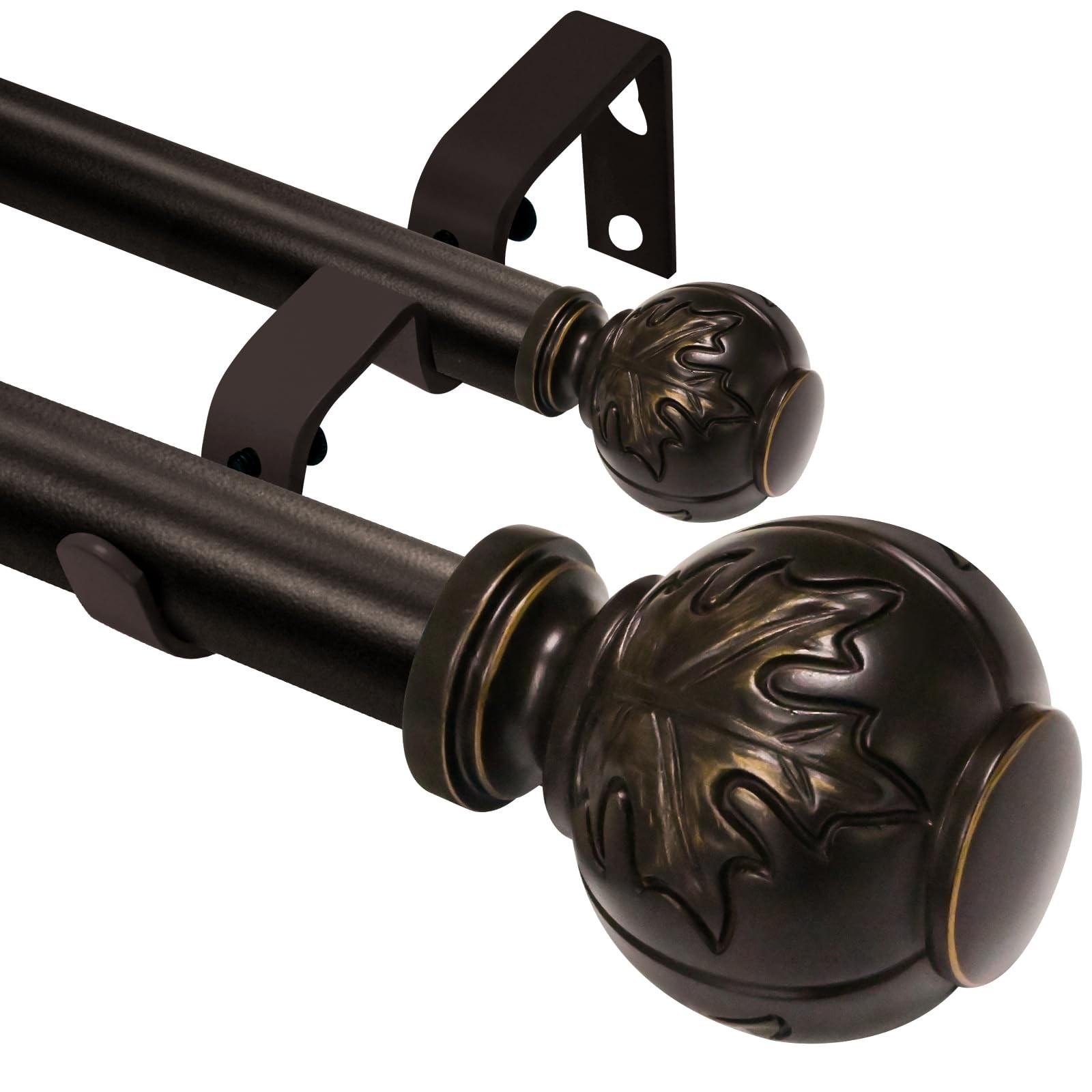 Heavy Duty Adjustable Double Curtain Rod for Windows 28 to 48 Inches – 1 Inch…
