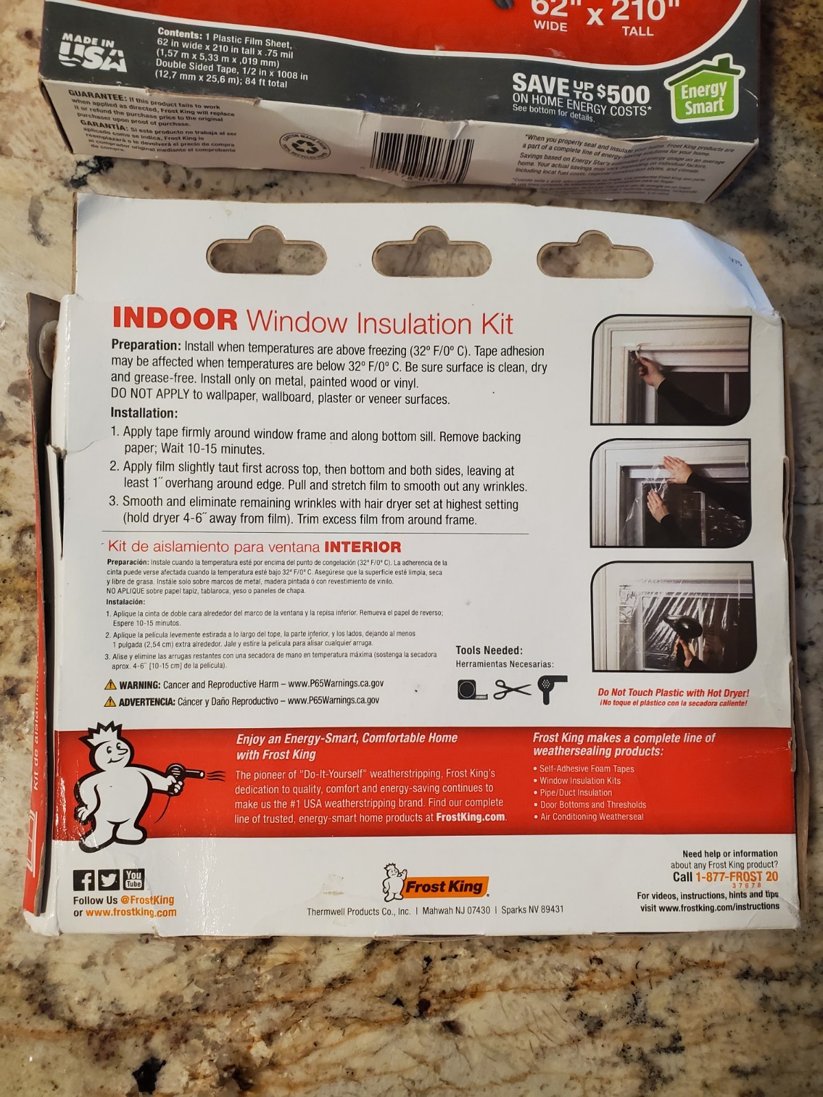 Frost King Extra Large Window Insulation Shrink Kit Draft Seal 62″ X 210″ 2 Pack
