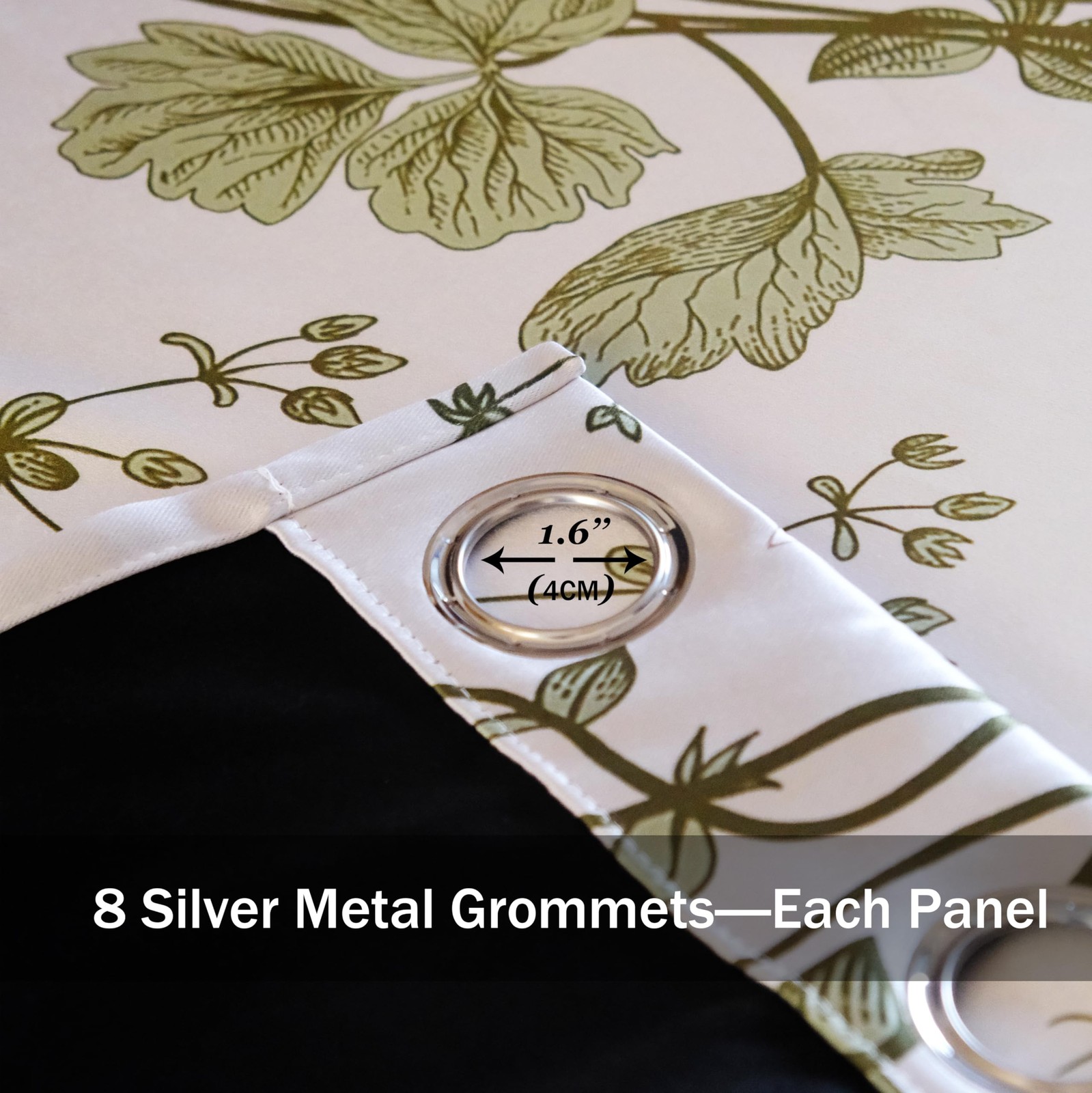 Botanical 100% Blackout Curtains 2 Panels 52Wx63L Inch Sage Green