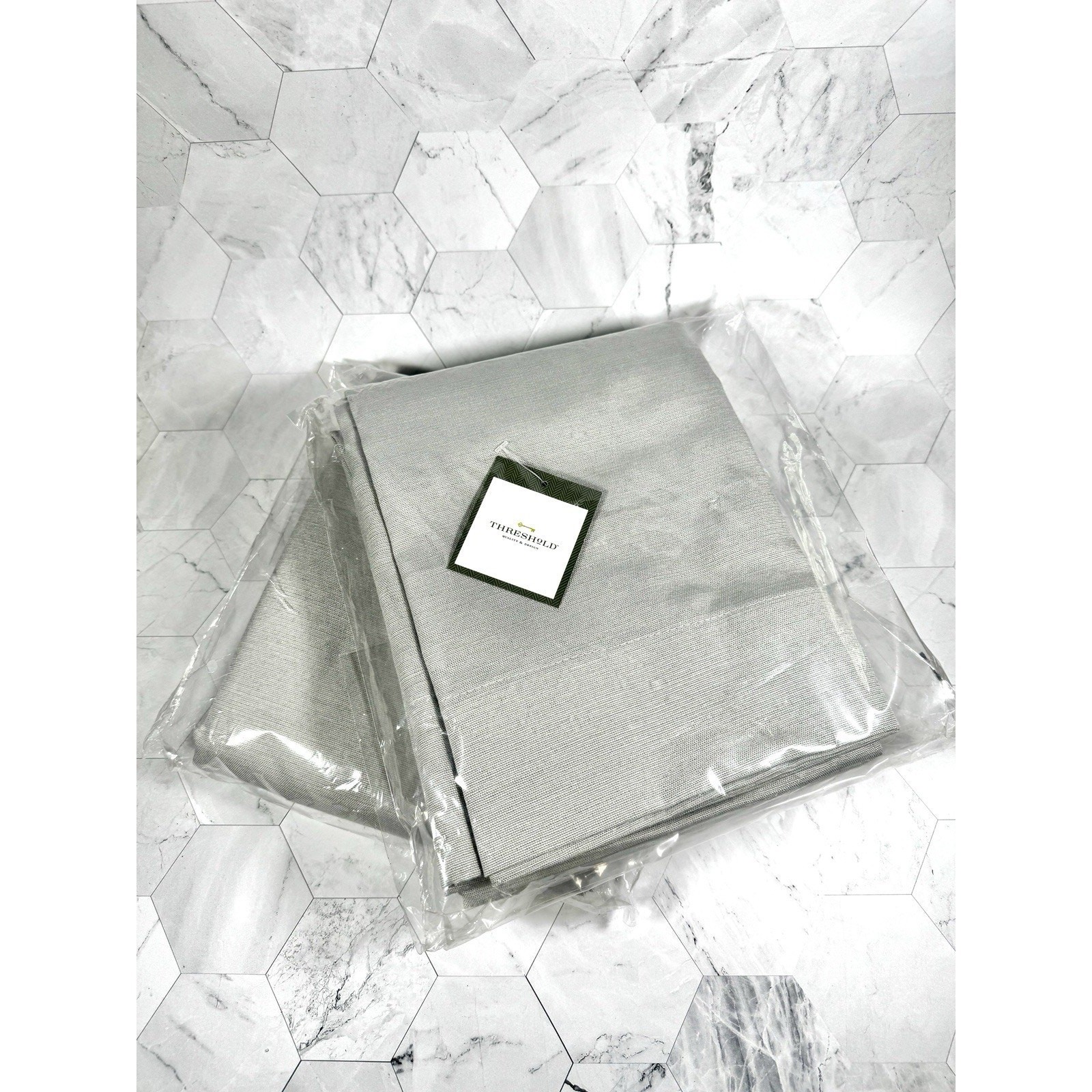 Set Of 2 Threshold Window Panel Curtains 54X95 Inches Farrah Silent Silver NEW