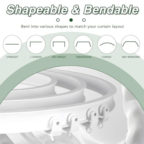 Flexible Curtain Track Ceiling Mount Cuttable 10 ft Curved, Trimmable 9.84 ft