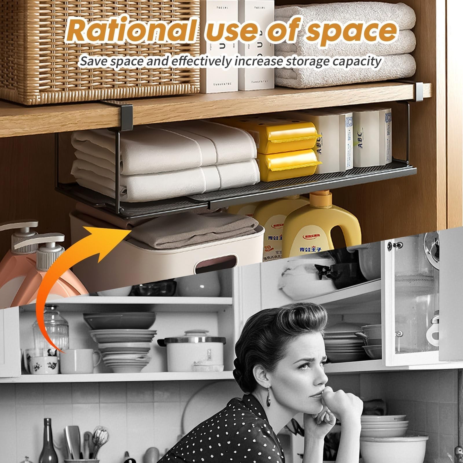 Expandable Hanging Under Shelf Storage Basket,Under Shelf Storage Basket Orga…