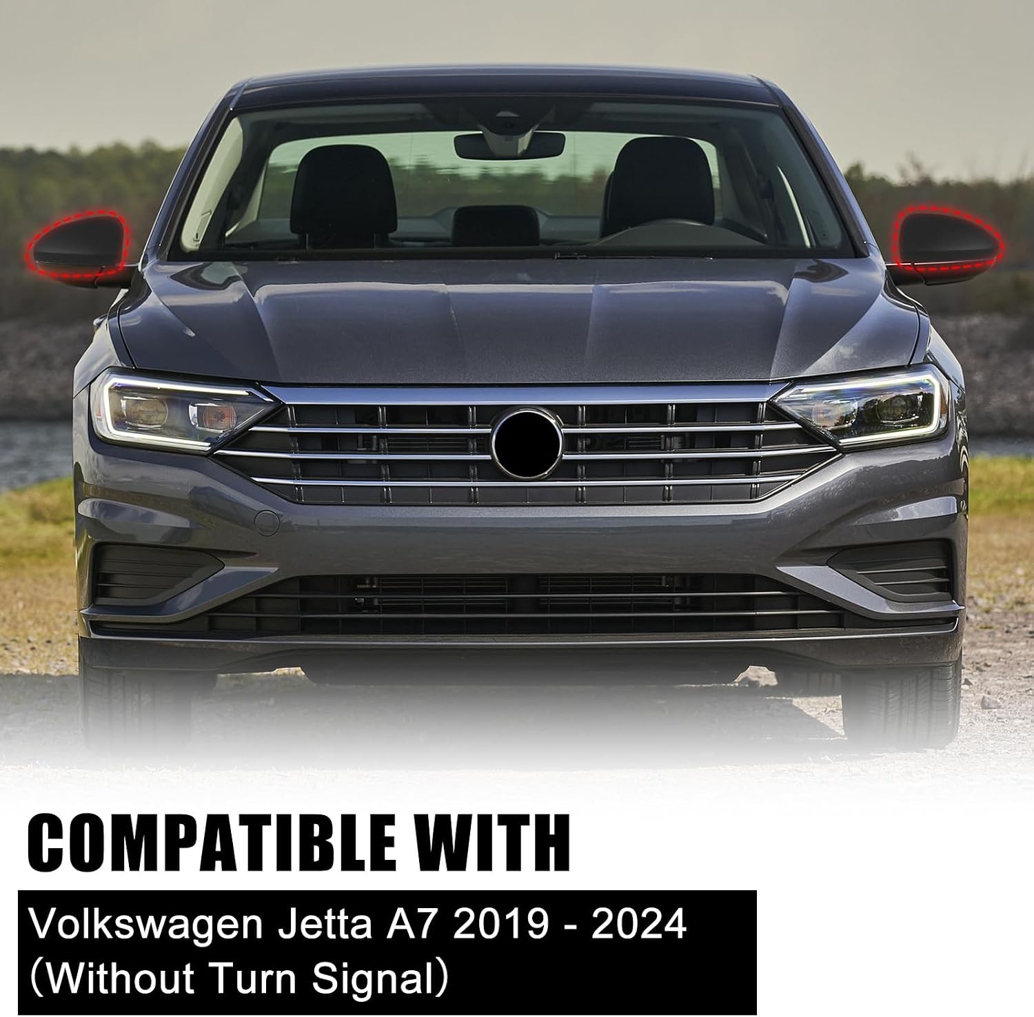 Rearview Mirror Cover Cap Compatible with VW Jetta Left + Right Matte Black