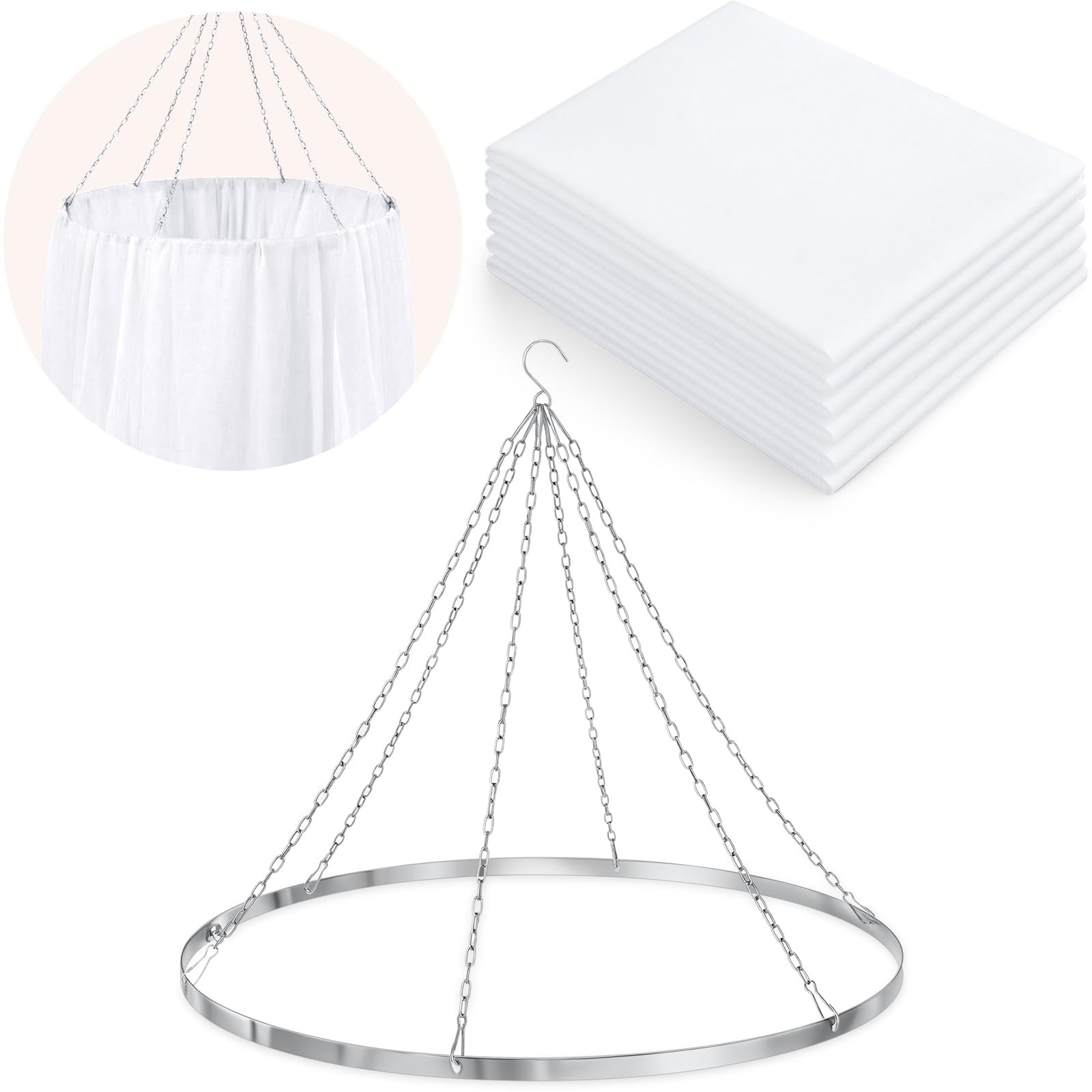 5ft x 10ft 6 Panels 24 Inches Wedding Ceiling Drapes Hanging Kit with Drapery…