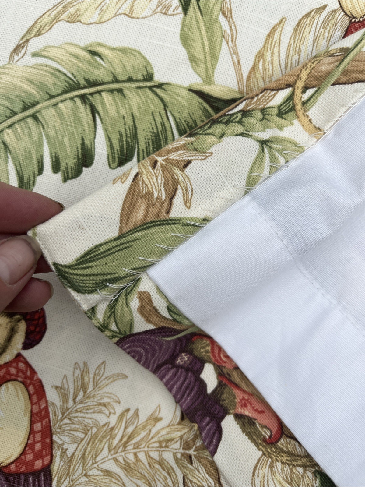 p kaufmann fabric Handmade Copacabana Monkey Toile Tropical Drapes 48”x 99”