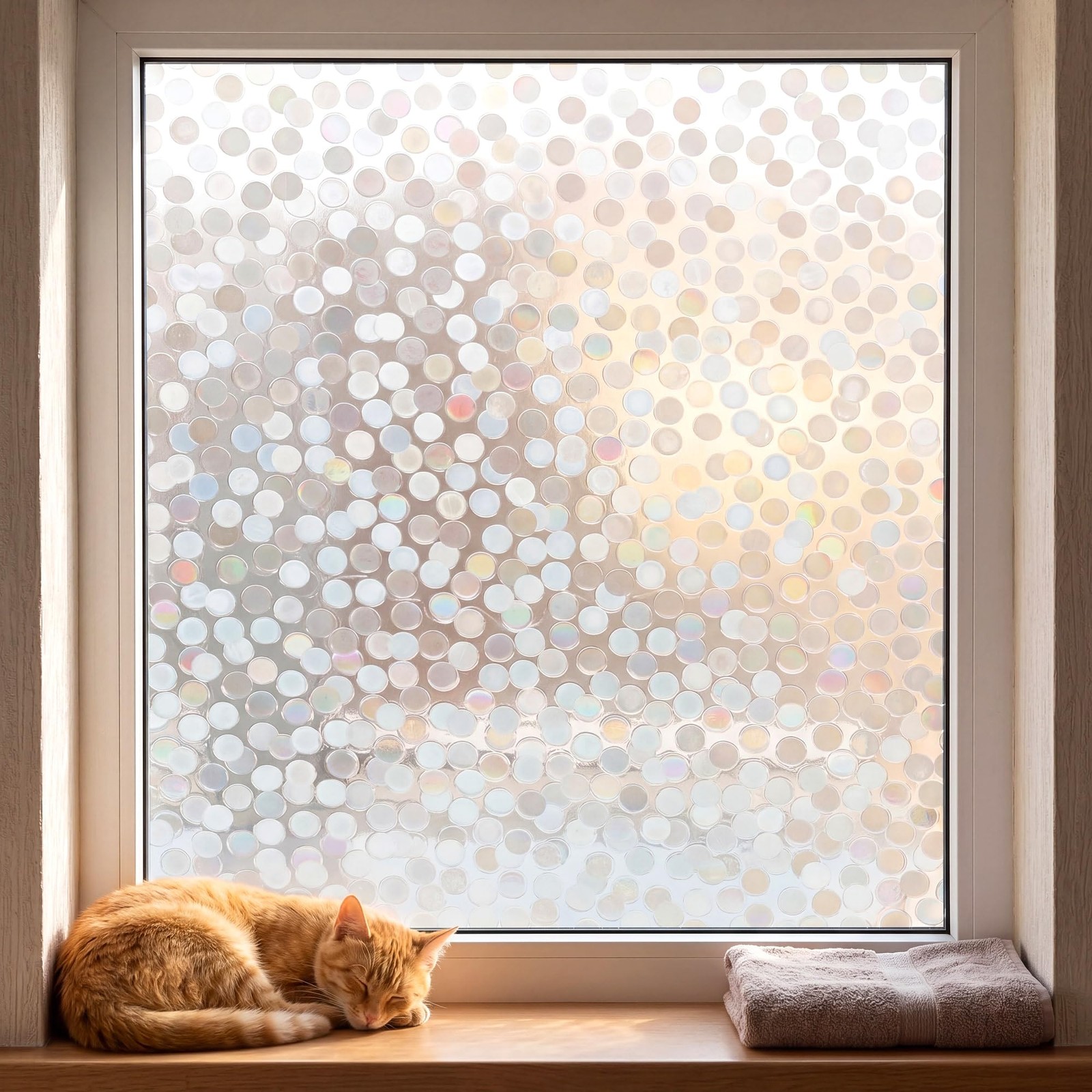 Decorative Window Film,Small Dots Low Privacy Door Film,Static Cling No Glue …