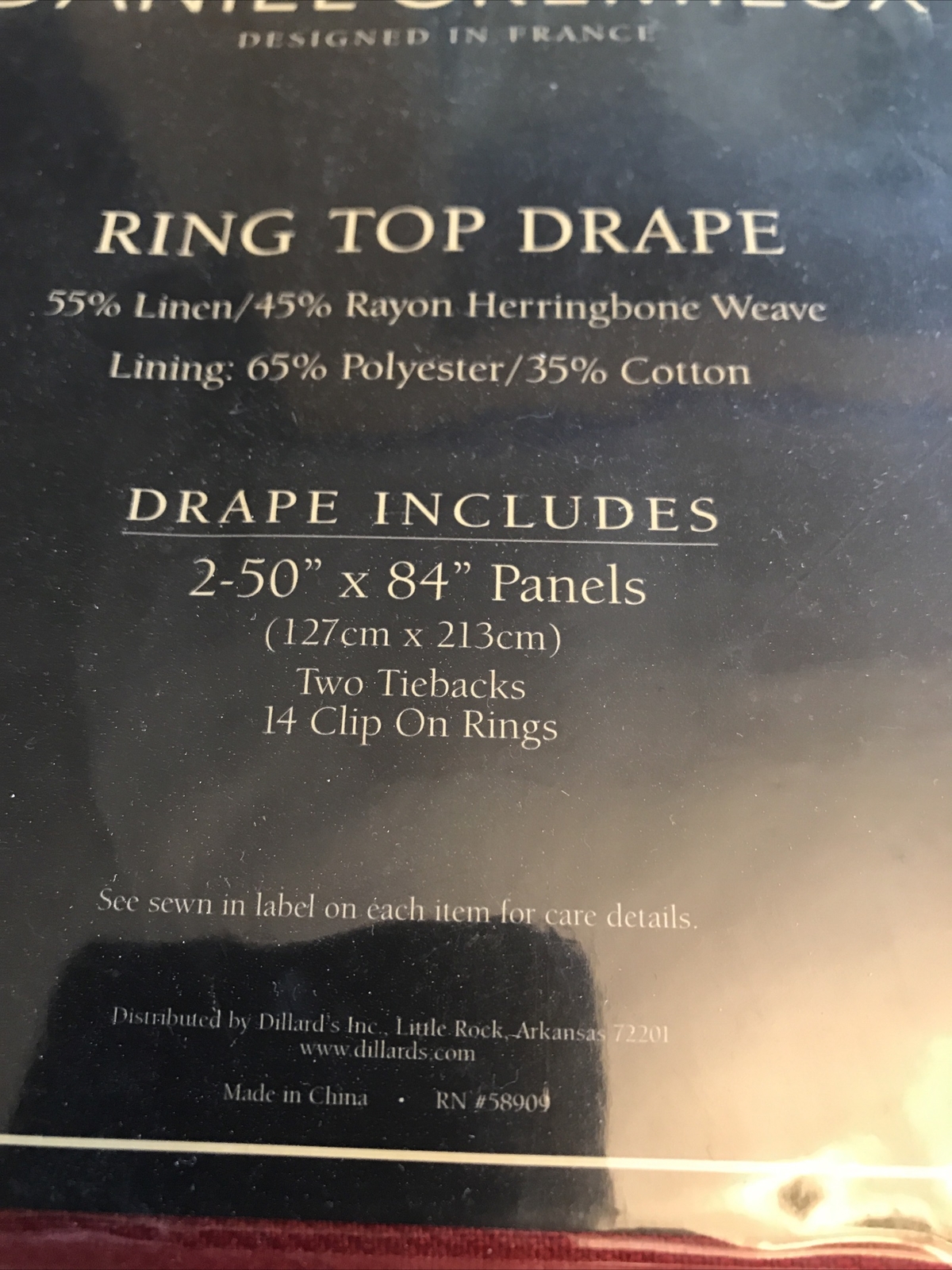 Daniel Cremieux Ring Top Drape 2 Tieback 14 Clip Rings NIP Solid Red 2 50″x84″