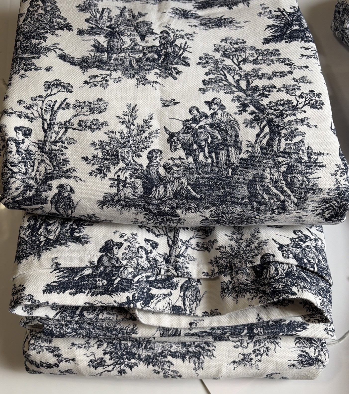 2 Waverly Country Life Blue White Toile Curtain Panels 57”x79” 57”x80.5” Custom