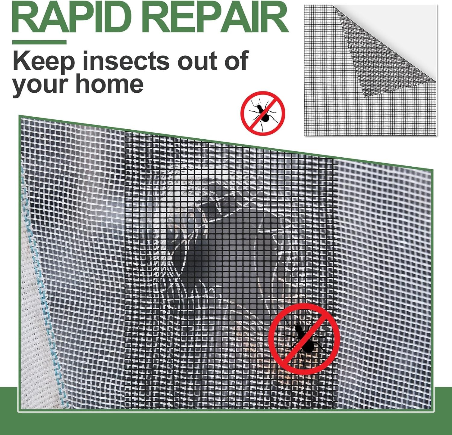 6pcs Extra Wide 12″ x 12″ Window Screen Patches Repair Kit Black Screen Tape